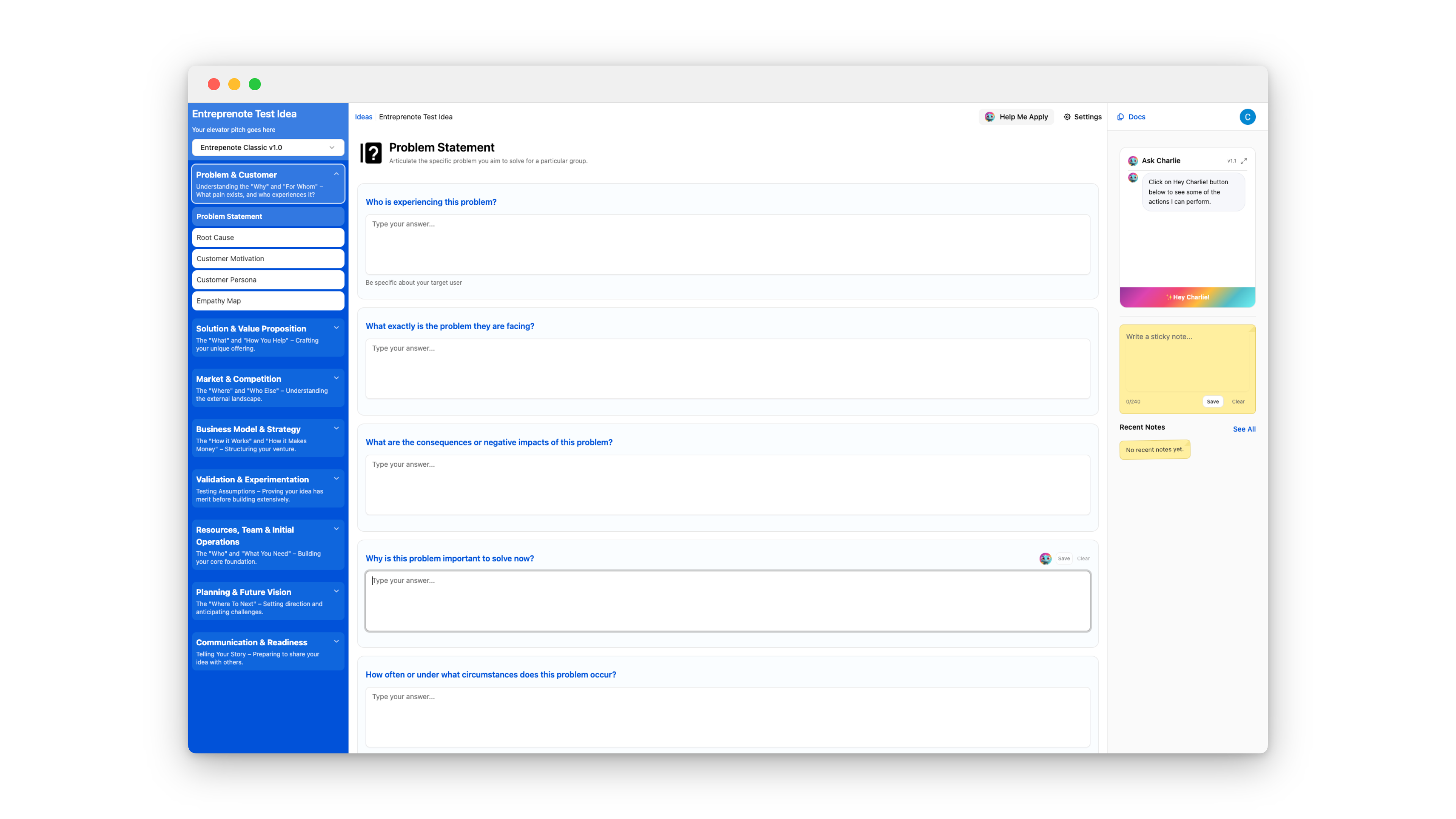 Entreprenote App